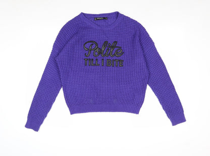 Womens UK Size XS FB Sister Purple Pullover Jumper