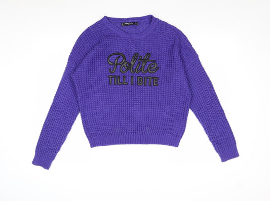 Womens UK Size XS FB Sister Purple Pullover Jumper