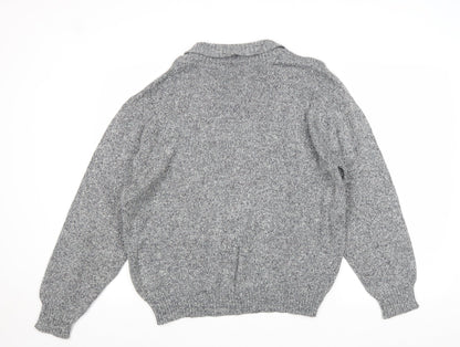 Carlos Rossini Womens Grey V-Neck Acetate Pullover Jumper Size M