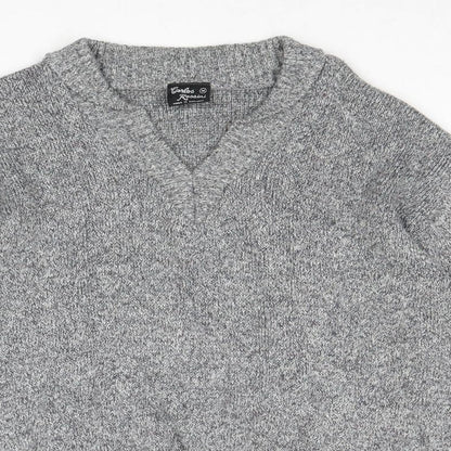 Carlos Rossini Womens Grey V-Neck Acetate Pullover Jumper Size M