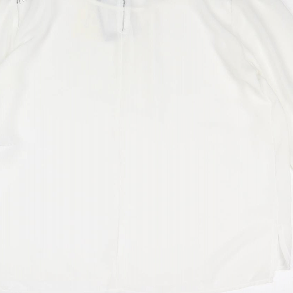 Infinito Womens White Polyester Basic Blouse Size M Boat Neck - Lace Detail