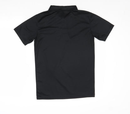 Premier Mens Black Polyester Polo Size S Collared Button