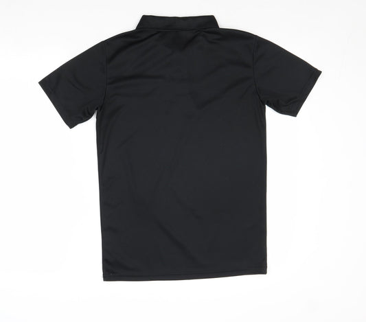 Premier Mens Black Polyester Polo Size S Collared Button