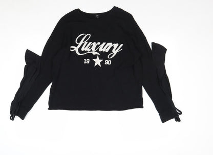 River Island Womens Black 100% Cotton Pullover Sweatshirt Size S Pullover - Cold Shoulder