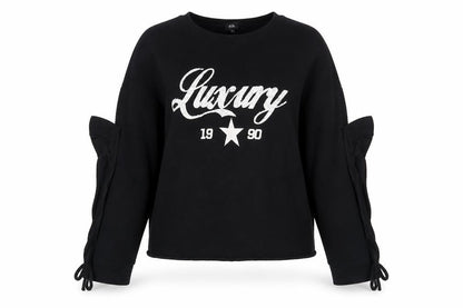 River Island Womens Black 100% Cotton Pullover Sweatshirt Size S Pullover - Cold Shoulder