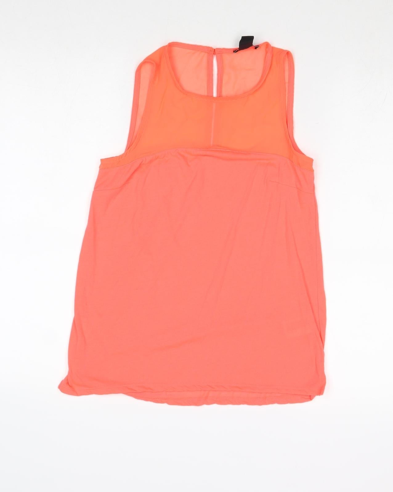 G&M Womens Pink Polyester Basic Tank Size XS Round Neck