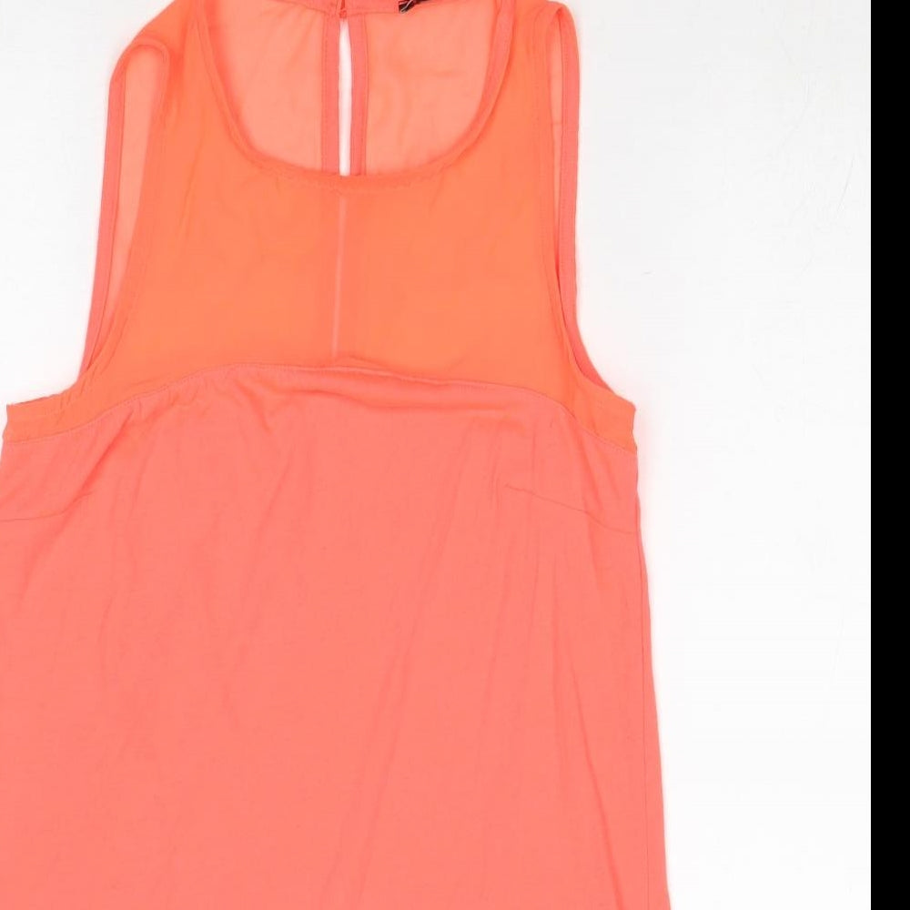 G&M Womens Pink Polyester Basic Tank Size XS Round Neck