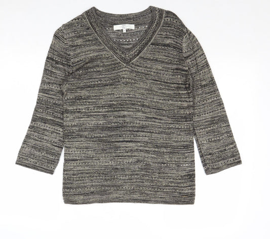 Country Casuals Womens Gold V-Neck Viscose Pullover Jumper Size S