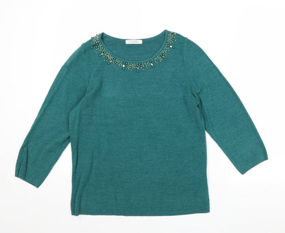 Womens UK Size 10 Marks and Spencer Green Pullover Jumper