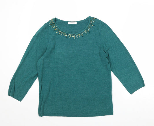 Womens UK Size 10 Marks and Spencer Green Pullover Jumper
