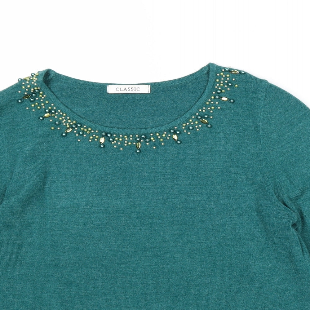 Womens UK Size 10 Marks and Spencer Green Pullover Jumper