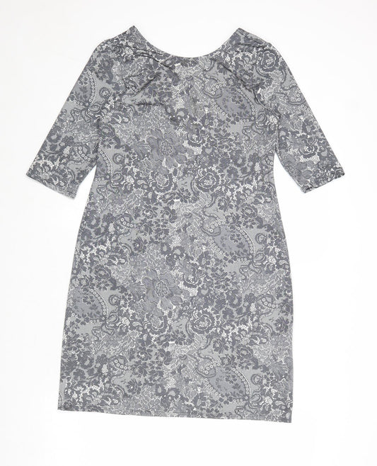 Dorothy Perkins Womens Grey Floral Polyester A-Line Size 10 Round Neck Pullover
