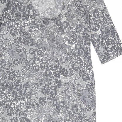 Dorothy Perkins Womens Grey Floral Polyester A-Line Size 10 Round Neck Pullover