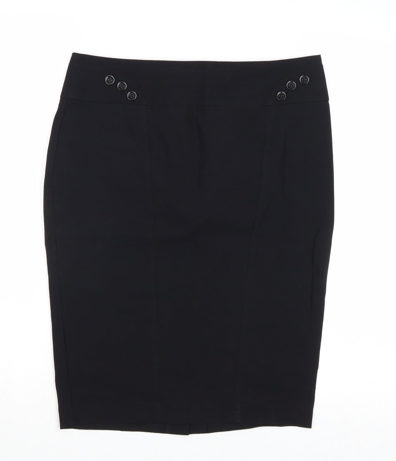 New Look Womens Black Viscose A-Line Skirt Size 10 Zip