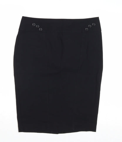 New Look Womens Black Viscose A-Line Skirt Size 10 Zip