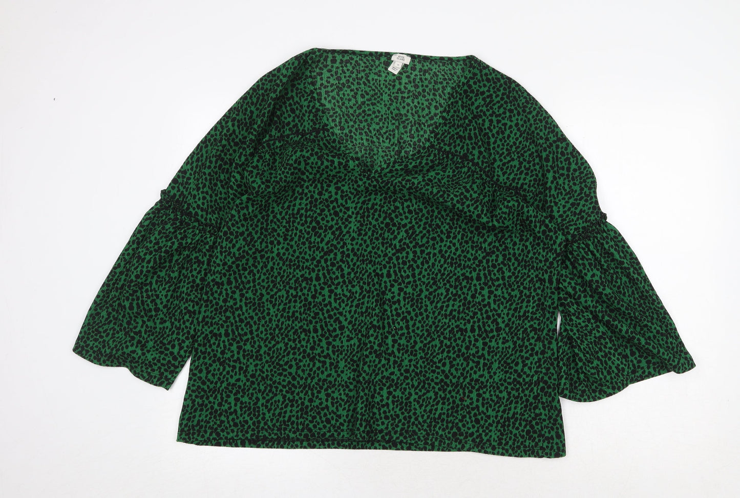 Womens UK Size 10 River Island Green Basic Blouse
