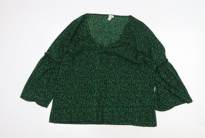Womens UK Size 10 River Island Green Basic Blouse