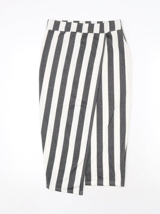 Miss Selfridge Womens Multicoloured Striped Polyester A-Line Skirt Size 6