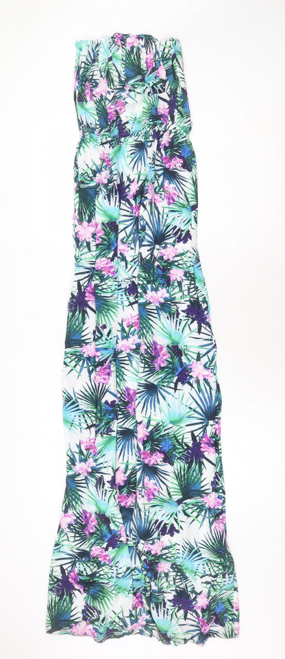 New Look Womens Green Floral Viscose Maxi Size 6 Square Neck Pullover
