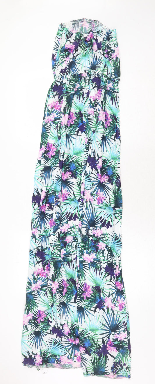 New Look Womens Green Floral Viscose Maxi Size 6 Square Neck Pullover