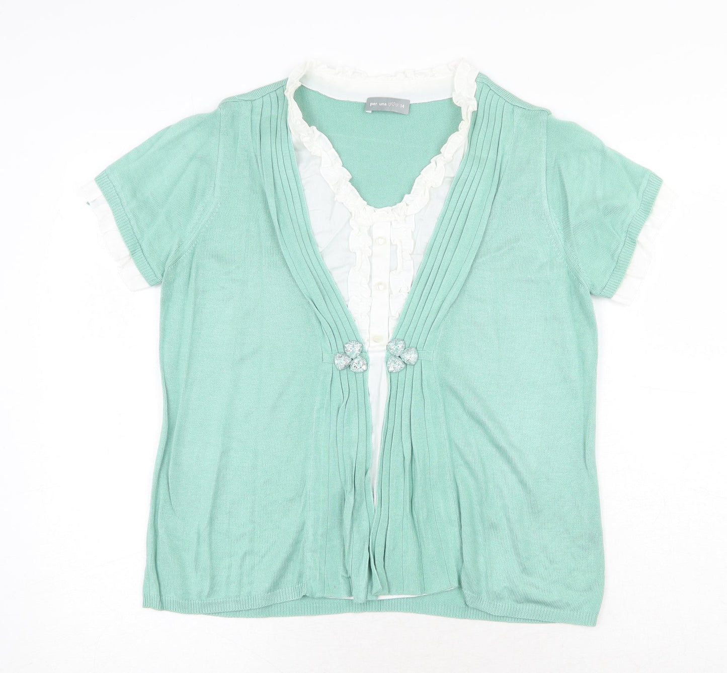 Womens UK Size 14 Per Una Green Pullover Jumper