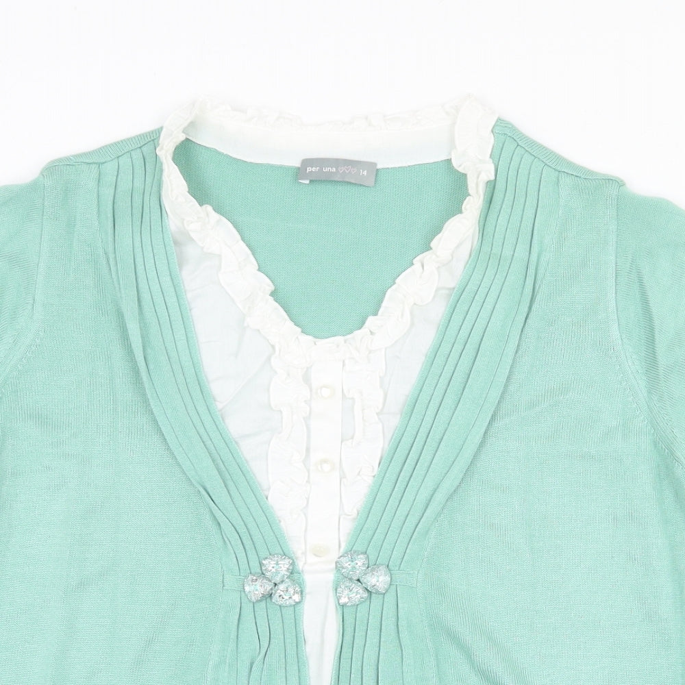 Womens UK Size 14 Per Una Green Pullover Jumper