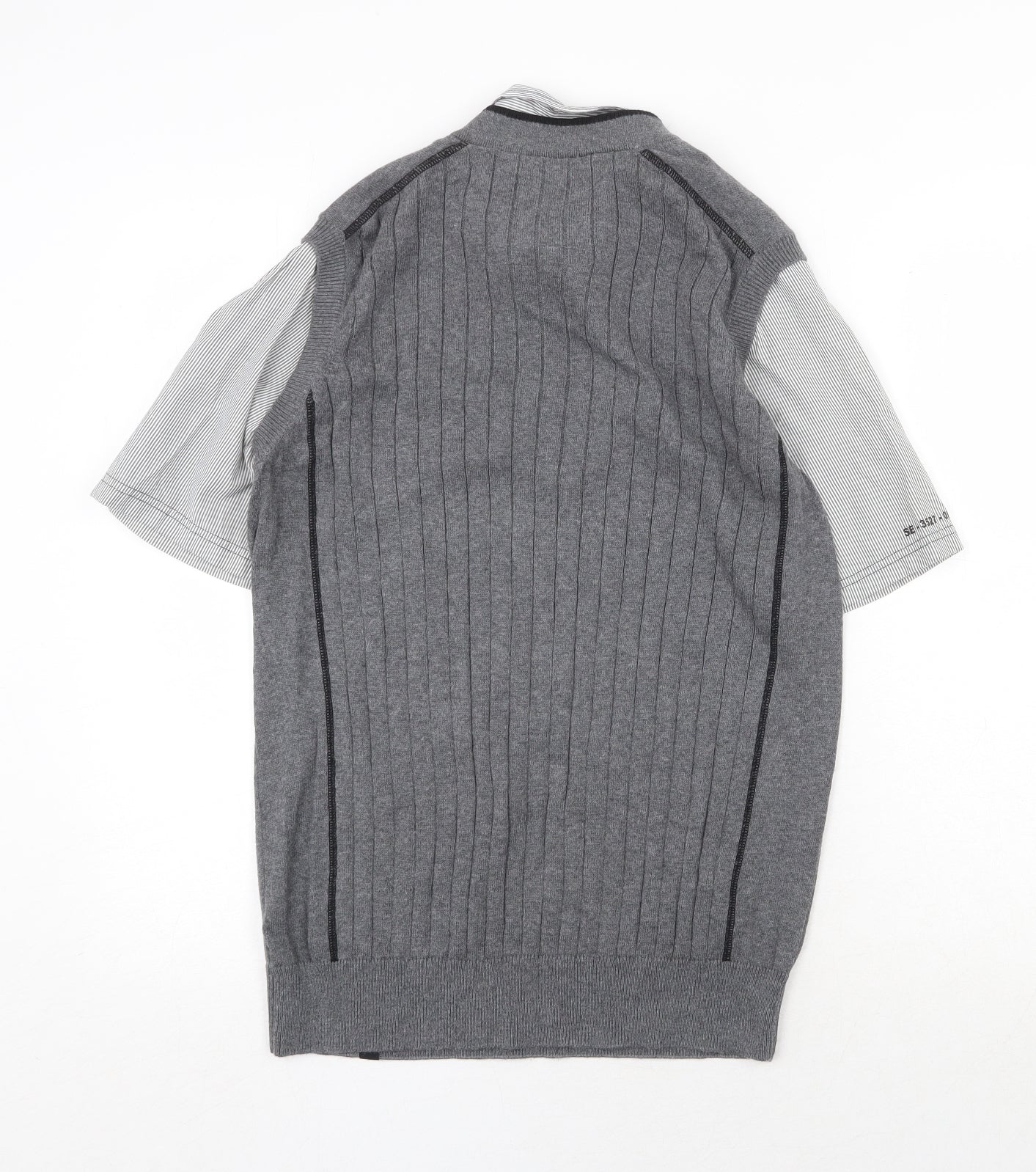 NEXT Mens Grey Collared Cotton Pullover Jumper Size S Short Sleeve