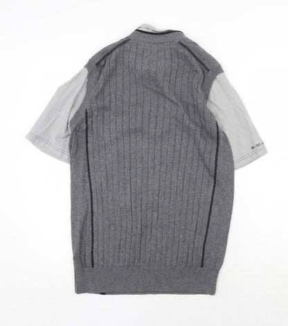 NEXT Mens Grey Collared Cotton Pullover Jumper Size S Short Sleeve