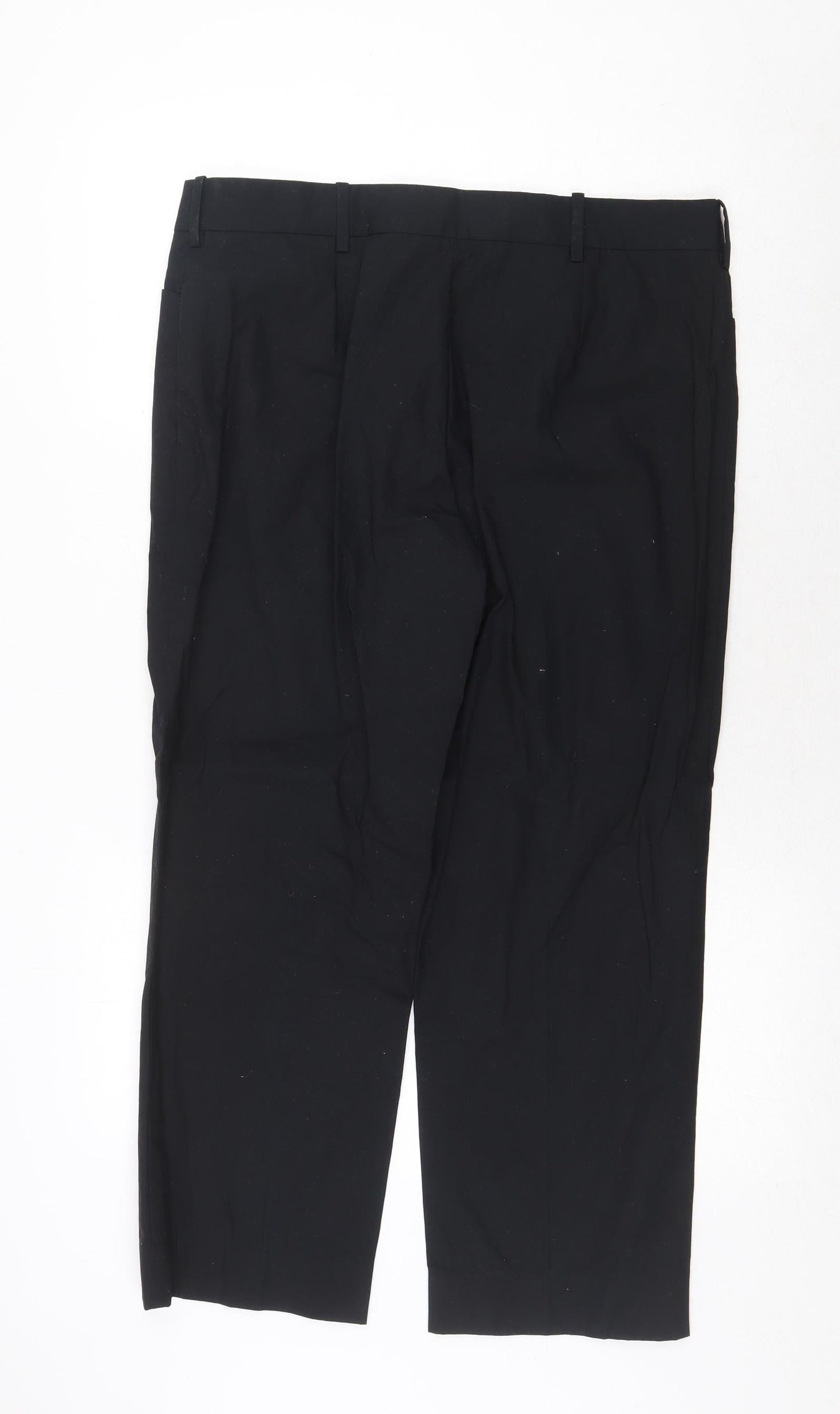 Betty Jackson Womens Black Cotton Dress Pants Trousers Size 14 Regular Zip