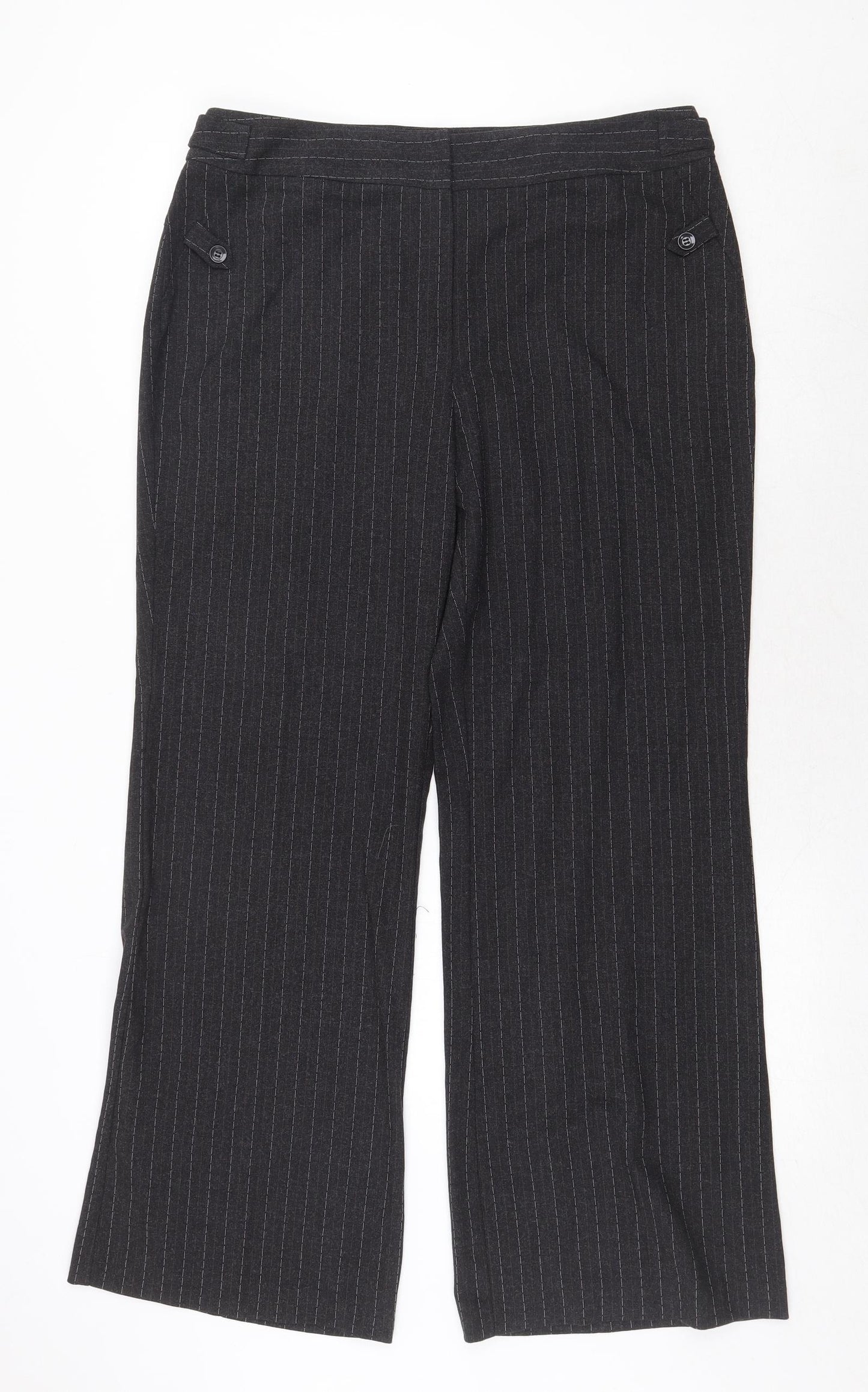 David Emmanuel Womens Grey Striped Polyester Dress Pants Trousers Size 14 Regular Zip