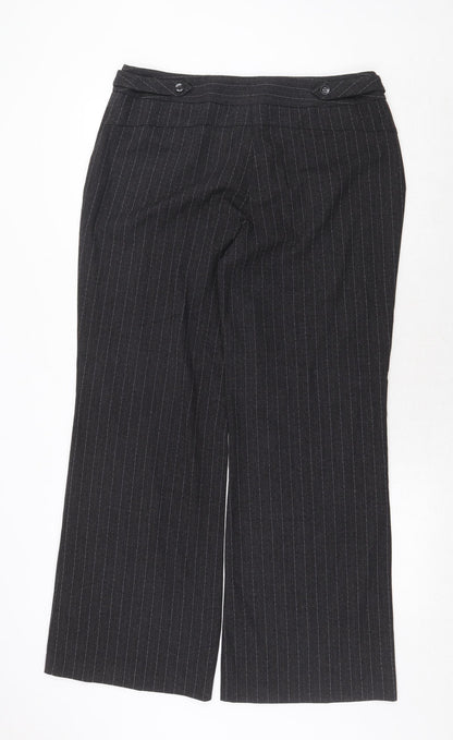 David Emmanuel Womens Grey Striped Polyester Dress Pants Trousers Size 14 Regular Zip