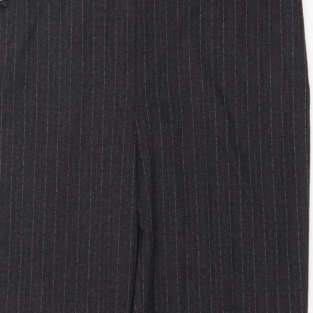David Emmanuel Womens Grey Striped Polyester Dress Pants Trousers Size 14 Regular Zip