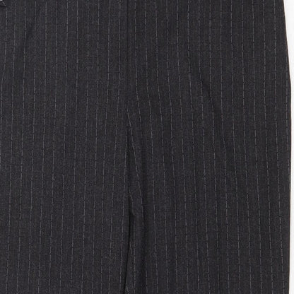 David Emmanuel Womens Grey Striped Polyester Dress Pants Trousers Size 14 Regular Zip