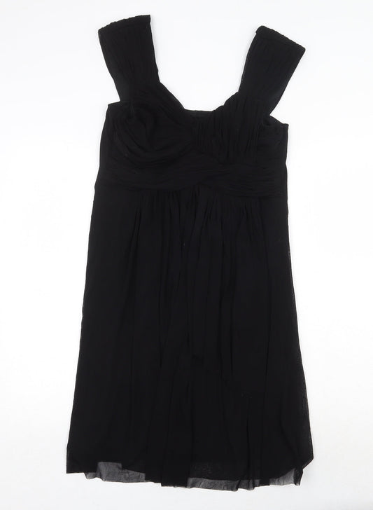 M&Co Womens Black Nylon Trapeze & Swing Size 12 Round Neck Pullover