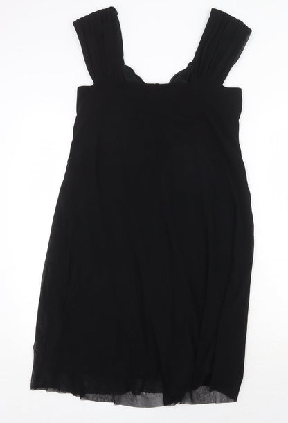 M&Co Womens Black Nylon Trapeze & Swing Size 12 Round Neck Pullover
