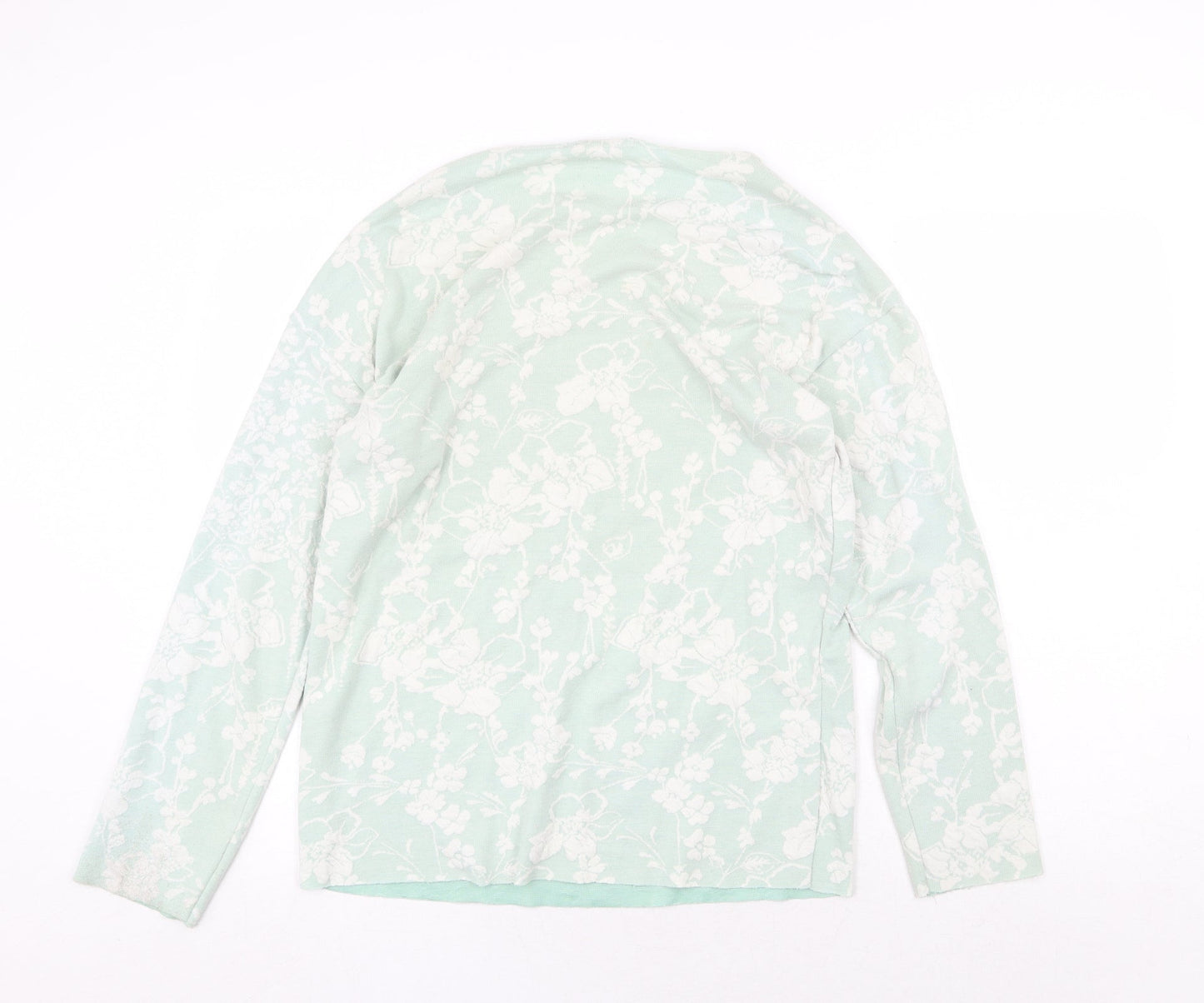 Boohoo Womens Green Round Neck Floral Viscose Pullover Jumper Size S