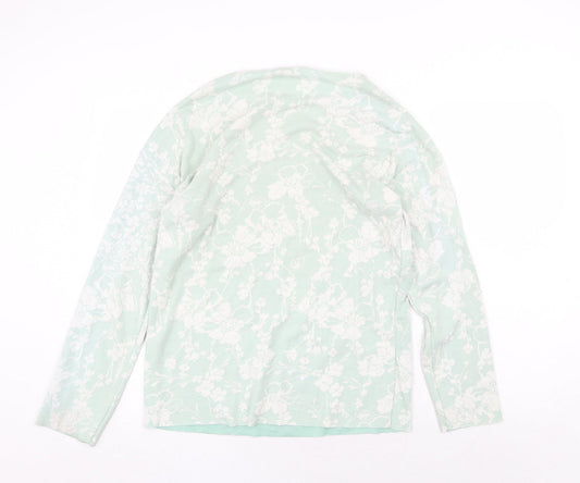 Boohoo Womens Green Round Neck Floral Viscose Pullover Jumper Size S