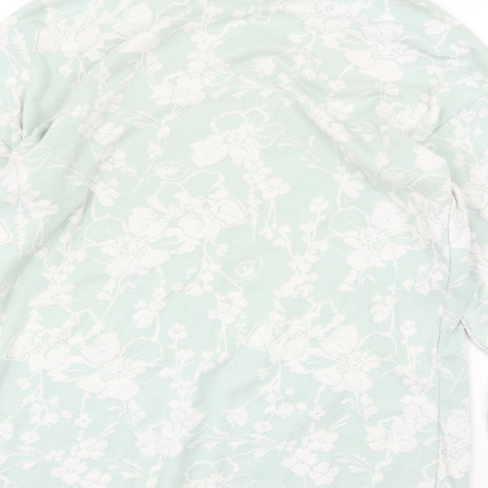 Boohoo Womens Green Round Neck Floral Viscose Pullover Jumper Size S
