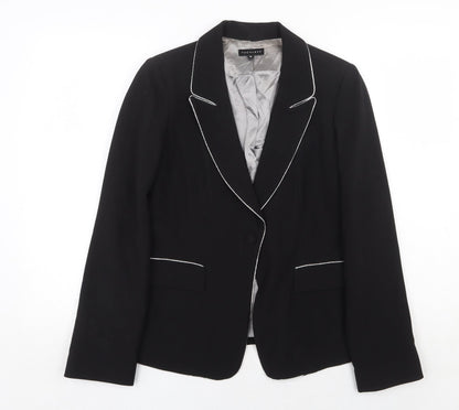 Tuchuzy Womens Black Polyester Jacket Blazer Size 14 Button