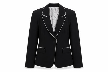 Tuchuzy Womens Black Polyester Jacket Blazer Size 14 Button