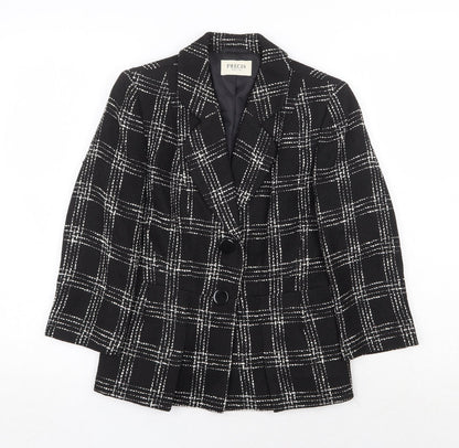 Precis Petite Womens Black Plaid Jacket Blazer Size 6 Button
