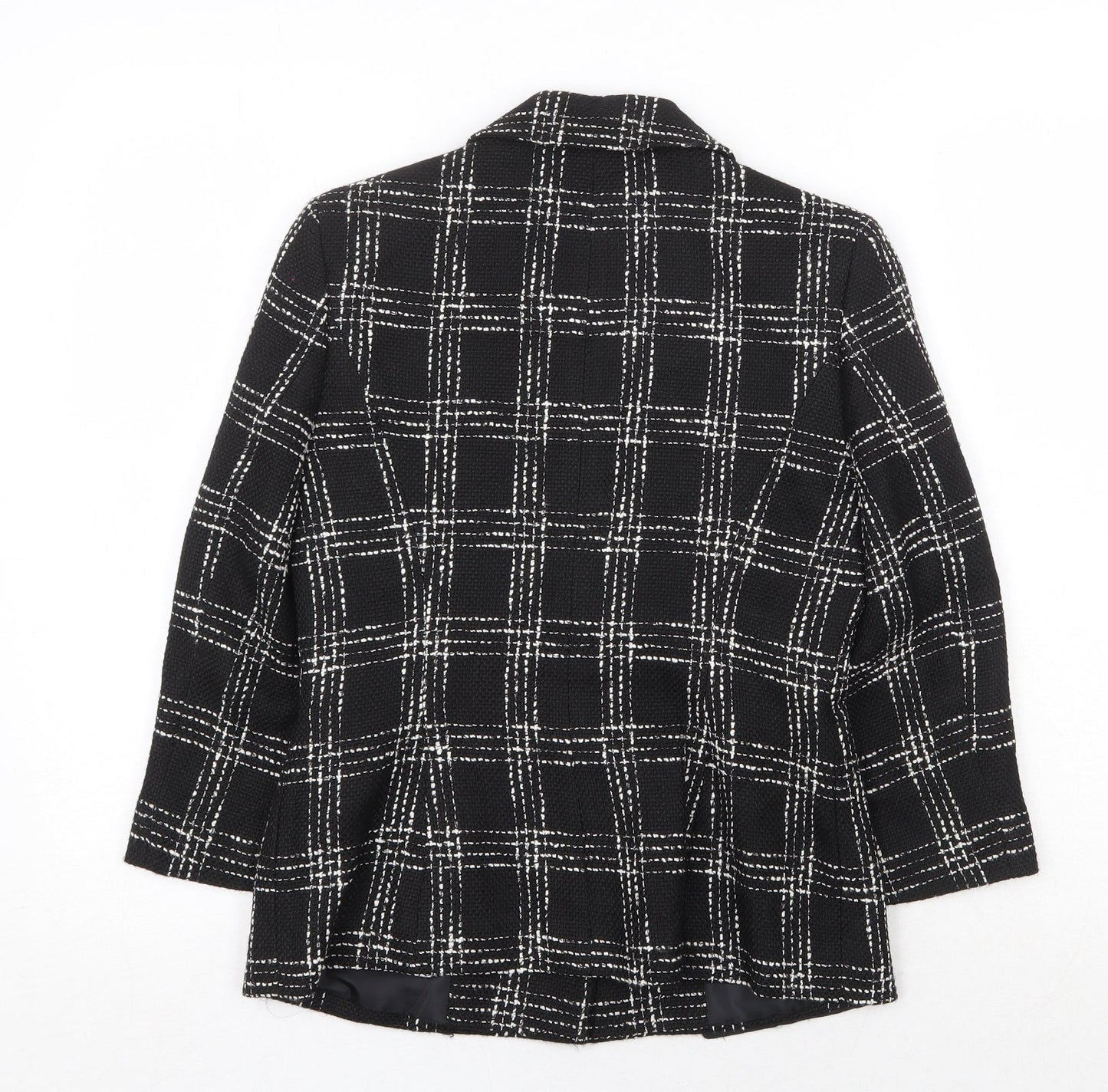 Precis Petite Womens Black Plaid Jacket Blazer Size 6 Button