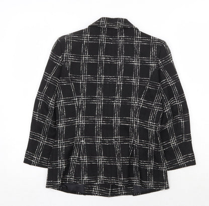 Precis Petite Womens Black Plaid Jacket Blazer Size 6 Button