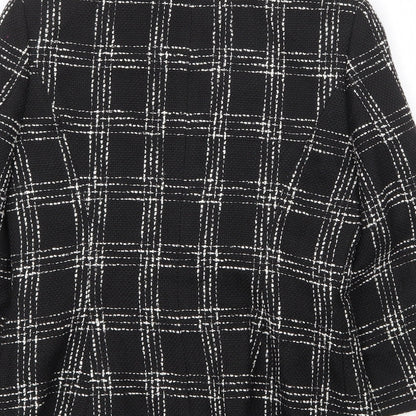 Precis Petite Womens Black Plaid Jacket Blazer Size 6 Button