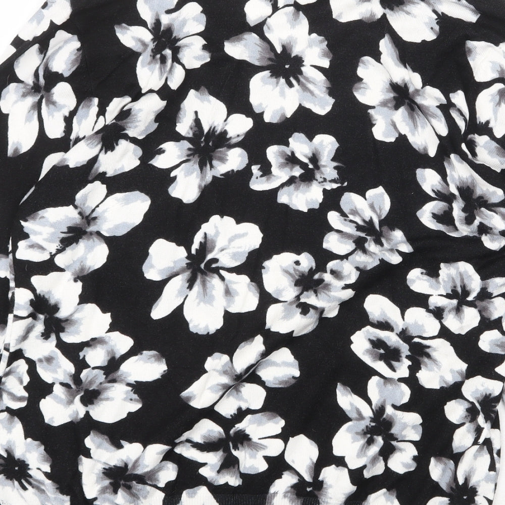 Autonomy Womens Black Round Neck Floral Viscose Pullover Jumper Size L