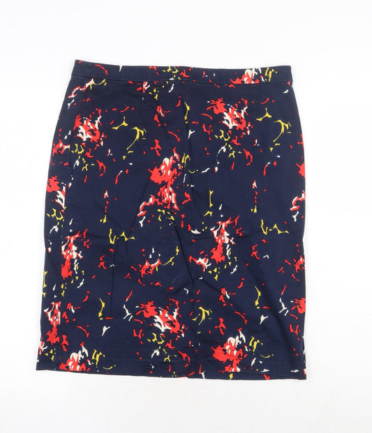 Great Plains Womens Blue Geometric Cotton A-Line Skirt Size 34 in Zip