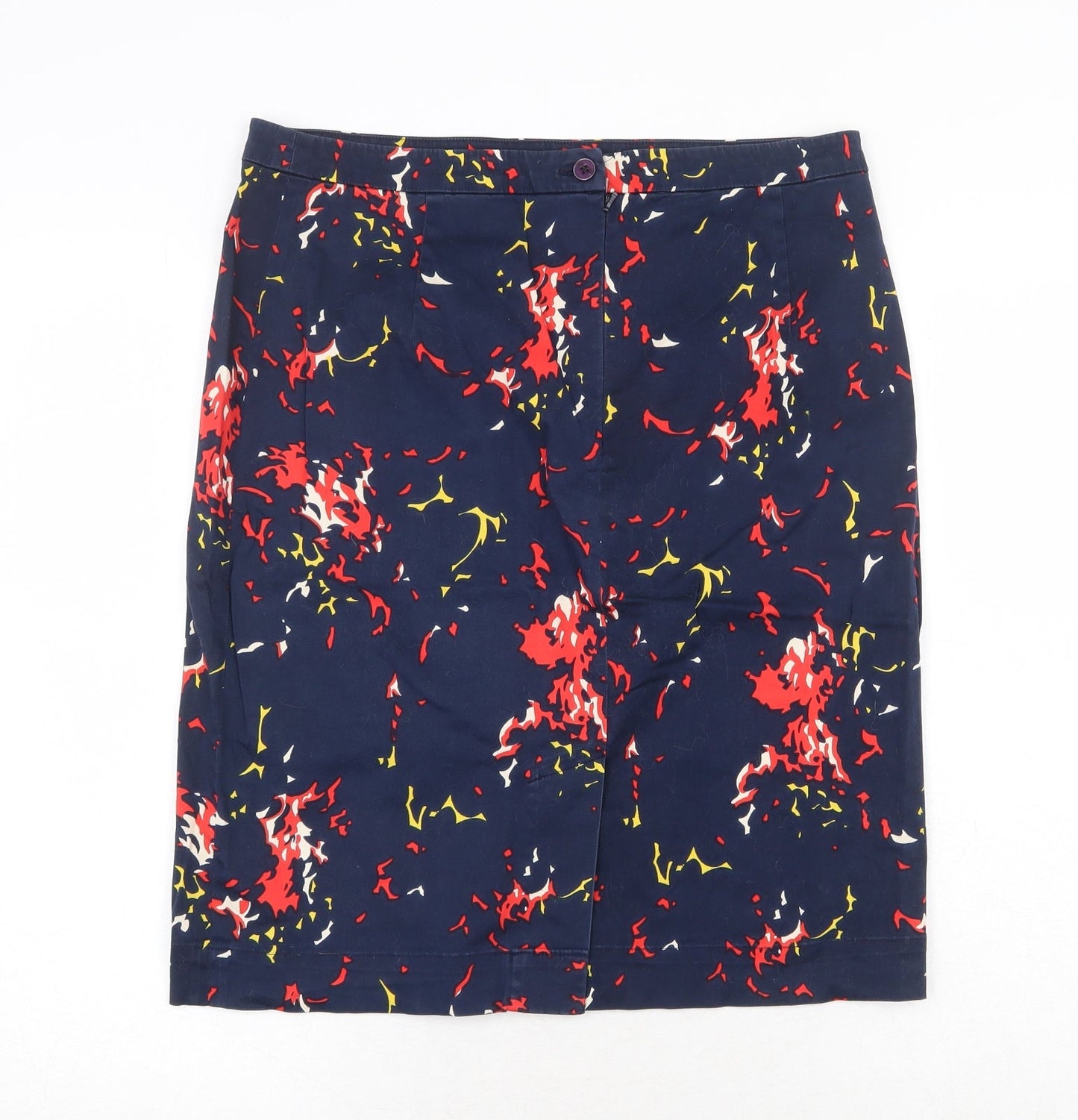 Great Plains Womens Blue Geometric Cotton A-Line Skirt Size 34 in Zip