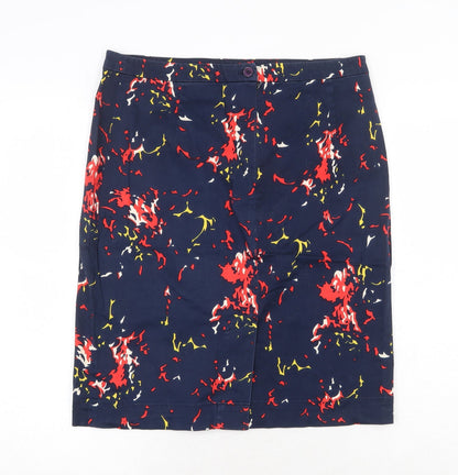 Great Plains Womens Blue Geometric Cotton A-Line Skirt Size 34 in Zip