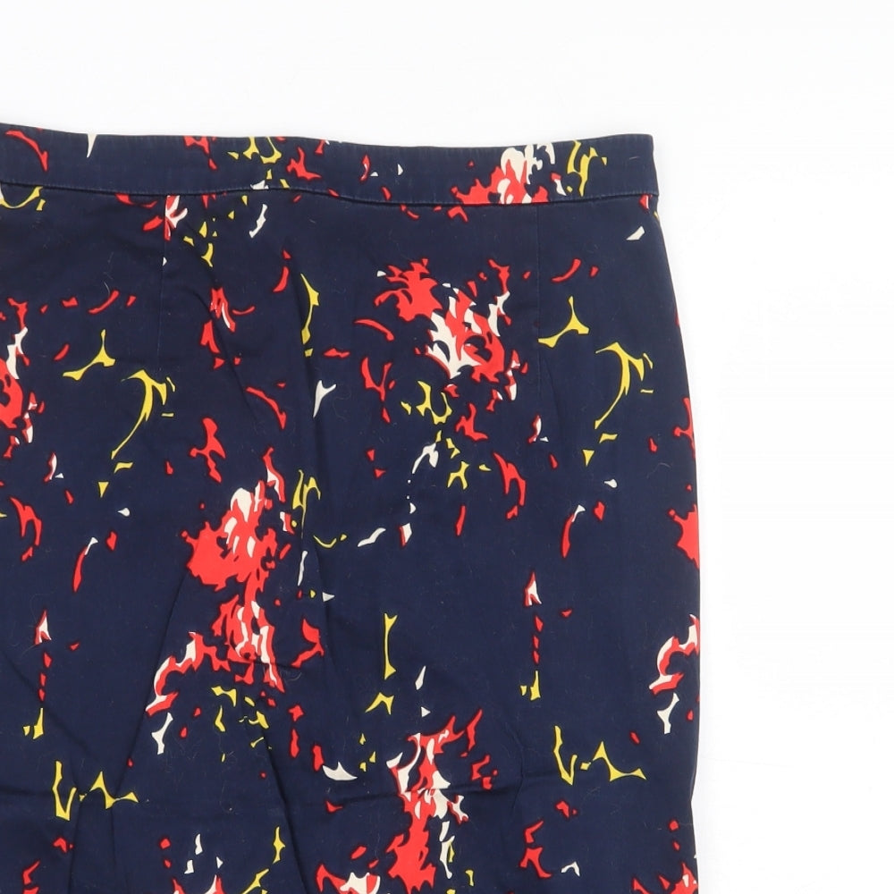 Great Plains Womens Blue Geometric Cotton A-Line Skirt Size 34 in Zip