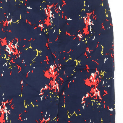 Great Plains Womens Blue Geometric Cotton A-Line Skirt Size 34 in Zip